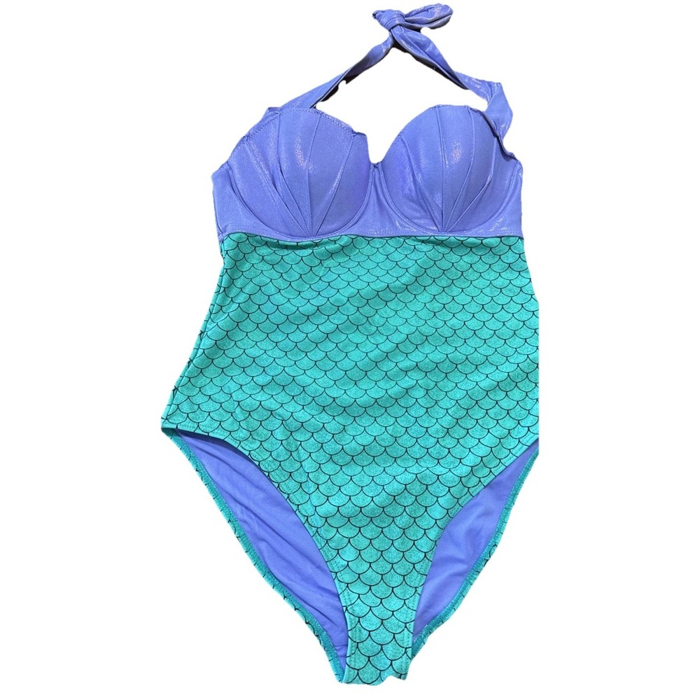 Disney Purple and Teal Mermaid-Scale One-Piece Swimsuit med-large